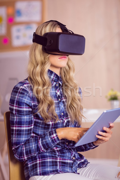 Pretty casual worker using oculus rift Stock photo © wavebreak_media