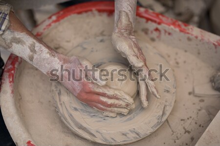 Male potter assisting girl in molding a clay Stock photo © wavebreak_media