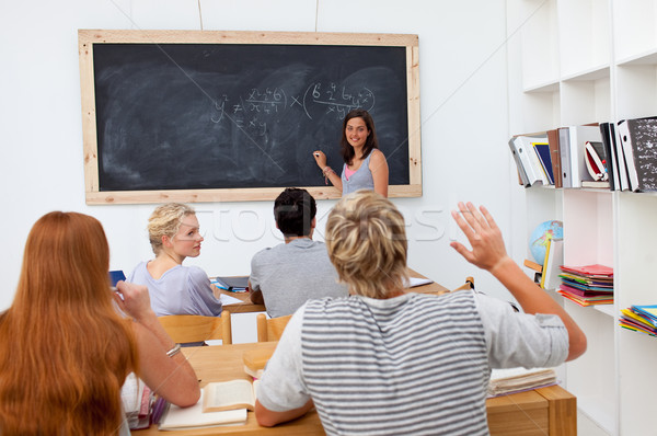 Foto stock: Adolescente · cuestión · clase · amigo · escuela