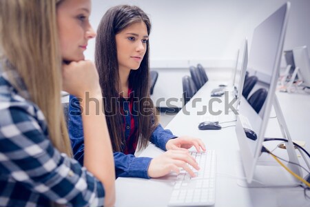 Fellow students in an IT room with the camera focus on the background Stock photo © wavebreak_media