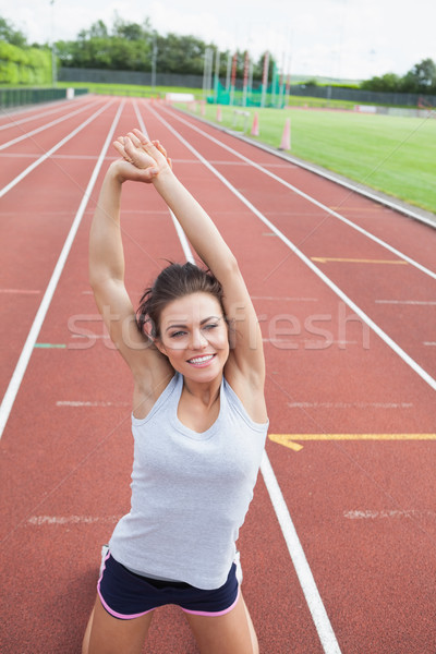 Mutlu kadın silah izlemek spor Stok fotoğraf © wavebreak_media