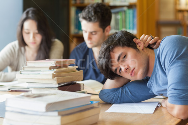 Yorgun öğrenci tablo kolej kütüphane Stok fotoğraf © wavebreak_media