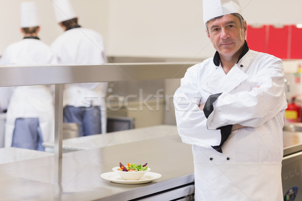 Chef standing beside salad in kitchen Stock photo © wavebreak_media
