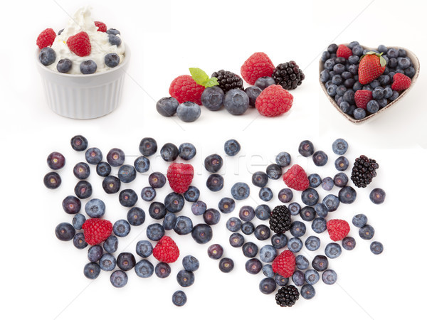 Rouge fruits framboises baies blanche Photo stock © wavebreak_media