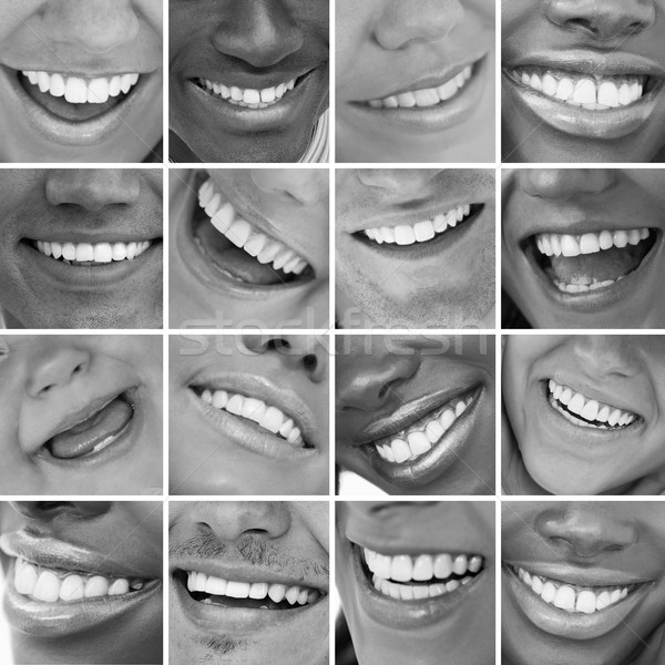 Zahnpflege Montage schwarz weiß Baby Lächeln digitalen Stock foto © wavebreak_media
