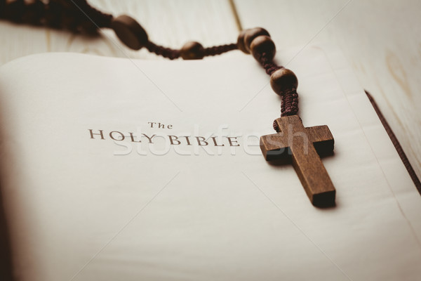 Open bible and wooden rosary beads Stock photo © wavebreak_media