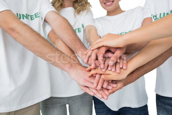Középső rész önkéntesek kezek együtt közelkép fehér Stock fotó © wavebreak_media