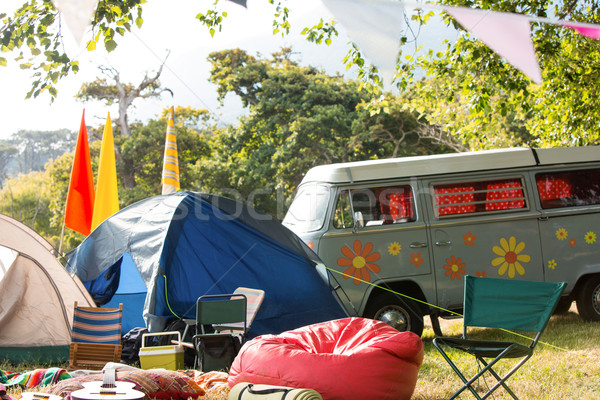 Leer Campingplatz Musik-Festival Sommer Fahnen Stock foto © wavebreak_media