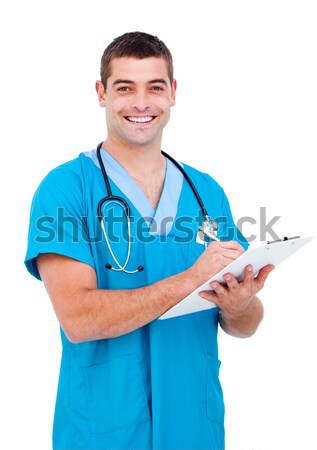 Сток-фото: молодые · медсестры · синий · туника · улыбаясь · камеры