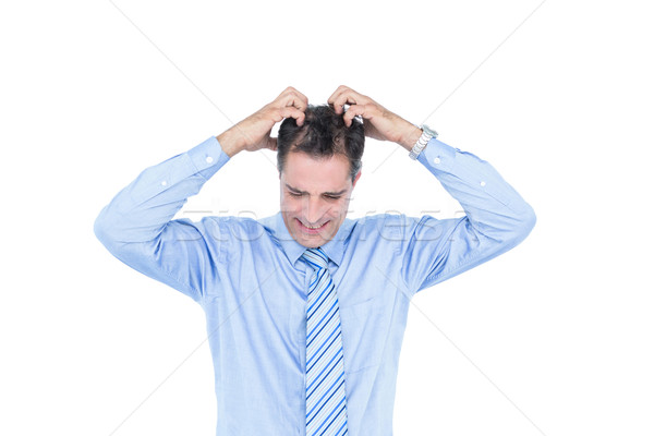 Nyugtalan üzletember kezek fej ősz haj fehér Stock fotó © wavebreak_media