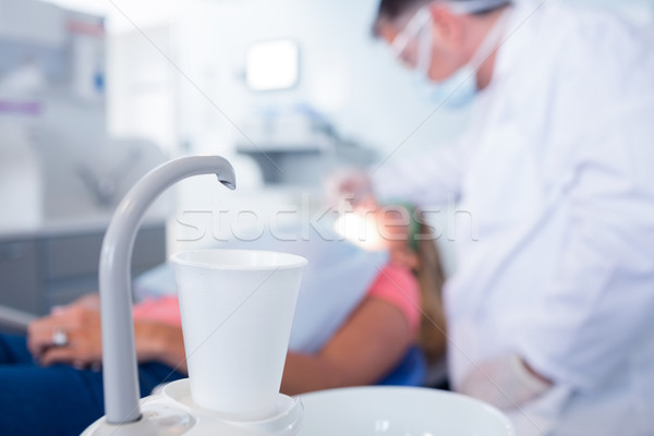 Foto stock: Taza · fregadero · dentales · clínica · mujer