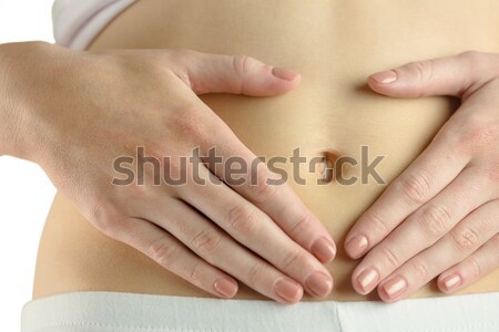 Slank vrouw aanraken buik witte vrouwelijke Stockfoto © wavebreak_media