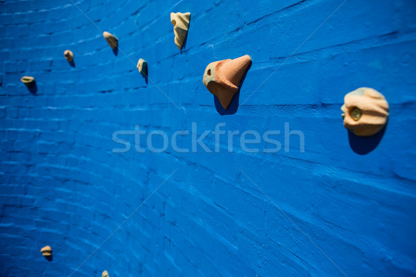 Stockfoto: Full · frame · shot · Blauw · klimmen · muur · school