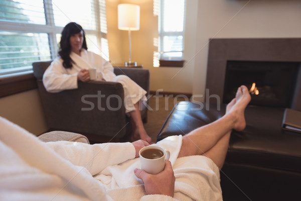 Couple having coffee in the living room Stock photo © wavebreak_media
