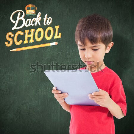 Iskolás fiú mobiltelefon fehér férfi boldog oktatás Stock fotó © wavebreak_media