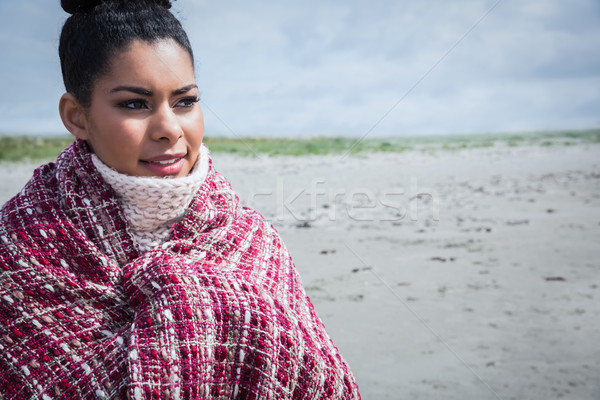 Stock photo: Beautiful woman wrapped up in warm clothing