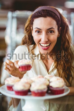 Portrait of happy woman having breakfast Stock photo © wavebreak_media