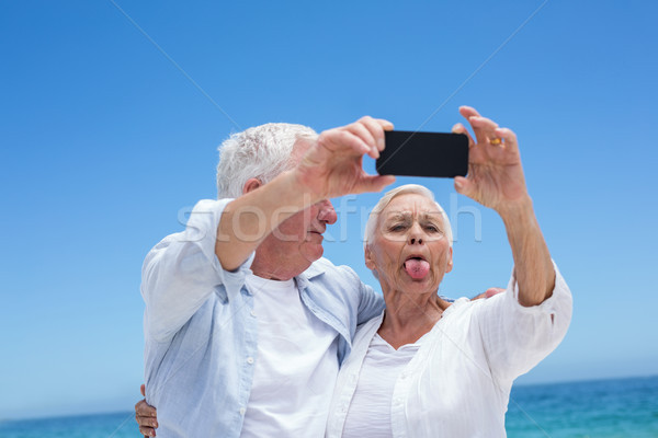 Aufnahme Frau Telefon Mann glücklich Stock foto © wavebreak_media