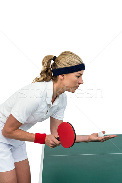 Kobiet sportowiec gry tenis stołowy biały kobieta Zdjęcia stock © wavebreak_media