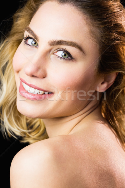 Ritratto bella donna sorridere nero primo piano moda Foto d'archivio © wavebreak_media