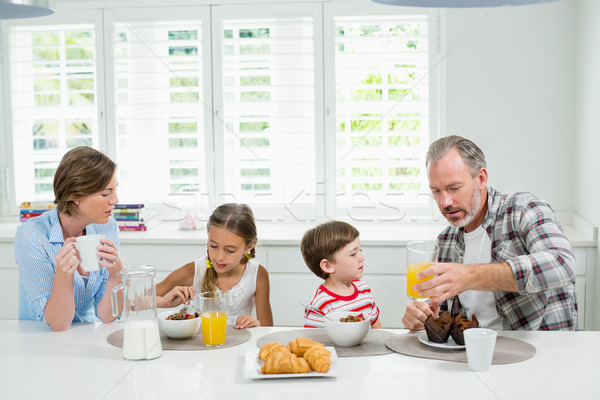 Aile kahvaltı mutfak ev kız adam Stok fotoğraf © wavebreak_media