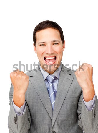 Lucky businessman punching the air in celebration Stock photo © wavebreak_media
