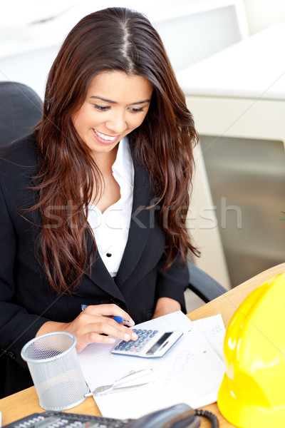 野心的な 女性実業家 電卓 オフィス 女性 幸せ ストックフォト © wavebreak_media