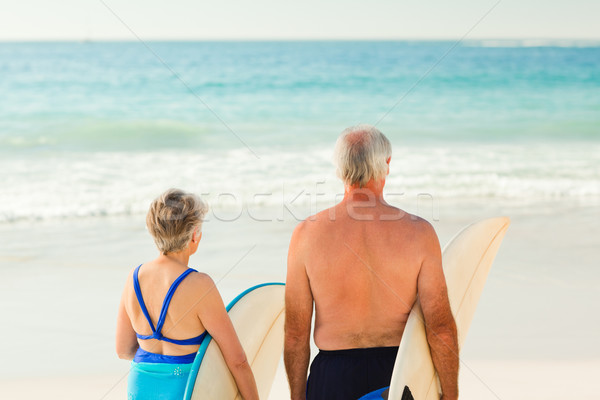 çift sörf plaj gülümseme kadın mutlu Stok fotoğraf © wavebreak_media