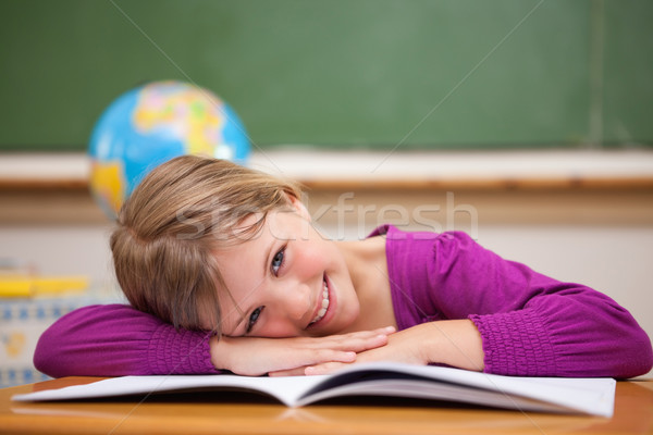 Colegiala escritorio aula cara nino Foto stock © wavebreak_media