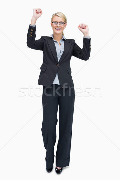 Businesswoman in glasses cheering Stock photo © wavebreak_media