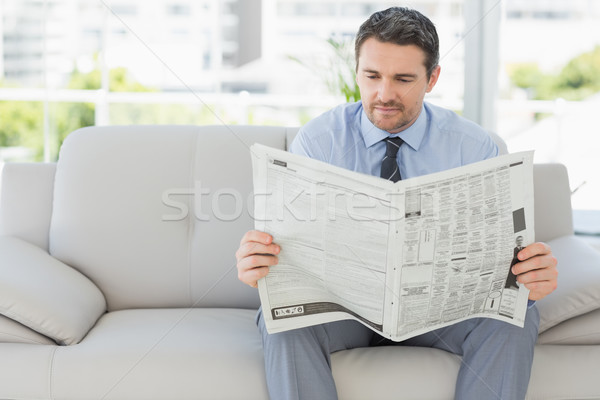 Jólöltözött férfi olvas újság otthon nyugodt Stock fotó © wavebreak_media