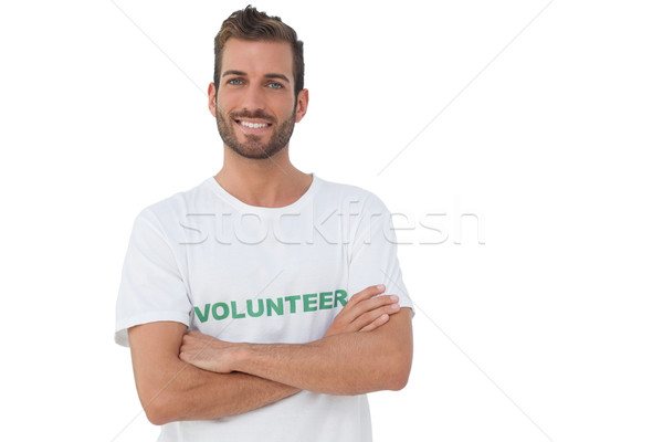 Portré boldog férfi önkéntes kezek áll Stock fotó © wavebreak_media