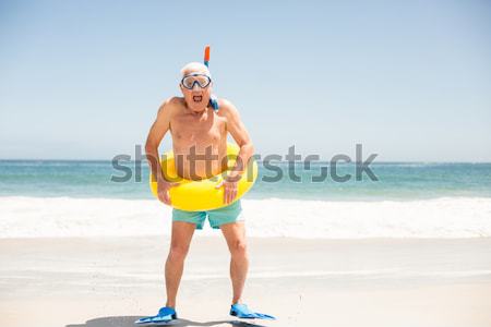 Stock photo: Gorgeous blonde in bikini on the beach smiling 