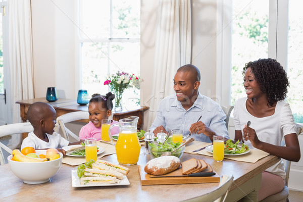 Boldog család élvezi egészséges étel együtt otthon konyha Stock fotó © wavebreak_media