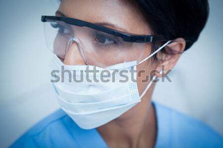 Stok fotoğraf: Dişçi · cerrahi · maske · gözlük · diş · klinik · portre