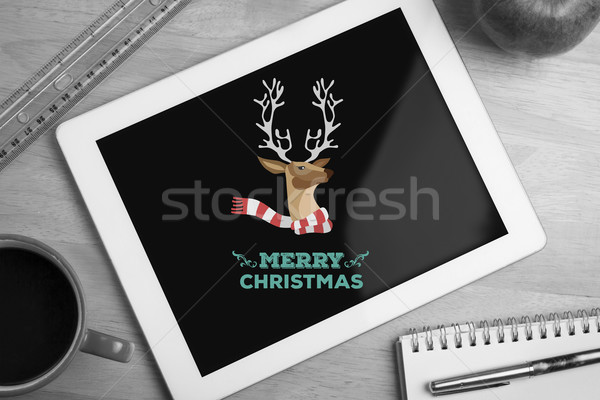 Bild heiter Weihnachten Nachricht Tablet Stock foto © wavebreak_media