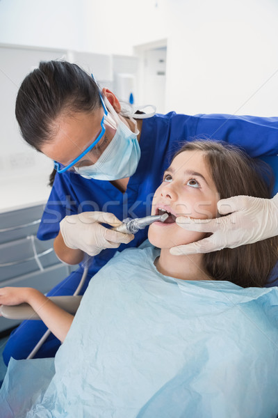 Zahnarzt tragen Schutzbrille jungen Patienten Stock foto © wavebreak_media