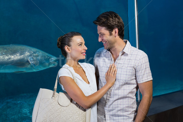 Foto stock: Feliz · casal · peixe · tanque · aquário