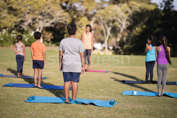 Kinderen permanente oefening oefenen yoga park Stockfoto © wavebreak_media