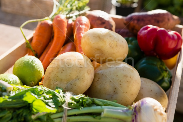 Stock fotó: Friss · zöldségek · láda · közelkép · természet · mező · farm