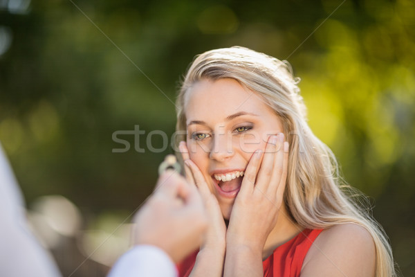 Donna sorpreso anello bella donna sorriso felice Foto d'archivio © wavebreak_media