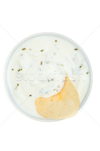 Schüssel weiß Sauce Kräuter Chips Stock foto © wavebreak_media