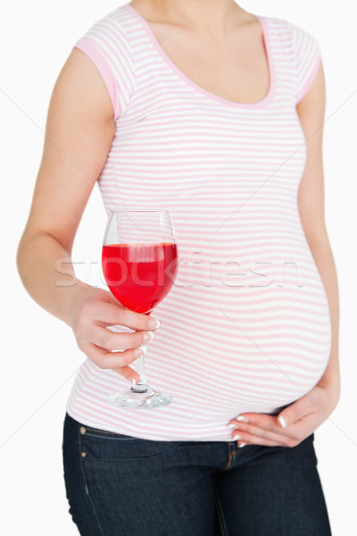Foto stock: Mujer · embarazada · beber · blanco · vidrio · femenino · alcohol