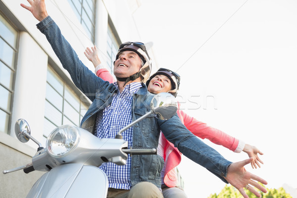 Heureux couple de personnes âgées équitation printemps homme [[stock_photo]] © wavebreak_media