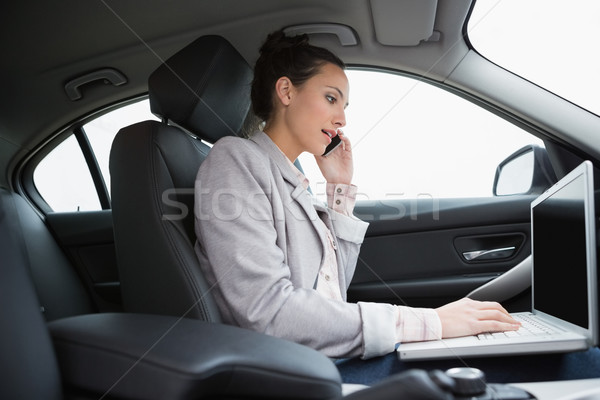 Mujer de negocios de trabajo pasajeros asiento coche ordenador Foto stock © wavebreak_media