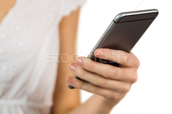Nő küldés szöveges üzenet szöveg fehér női Stock fotó © wavebreak_media