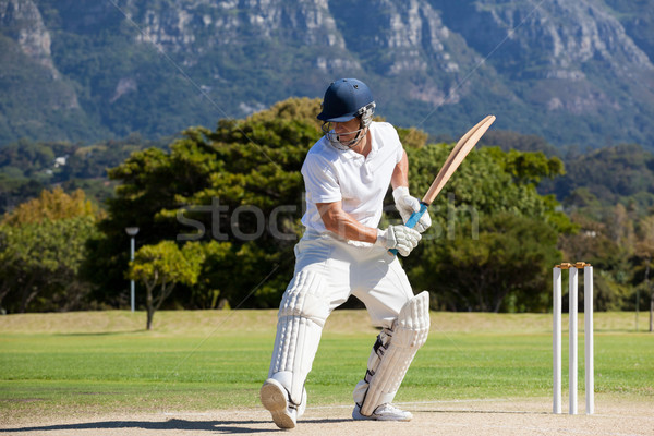 Full length of cricket player playing on field Stock photo © wavebreak_media