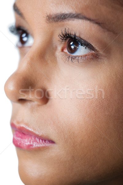 Faţă alb buzele gândire femeie Imagine de stoc © wavebreak_media