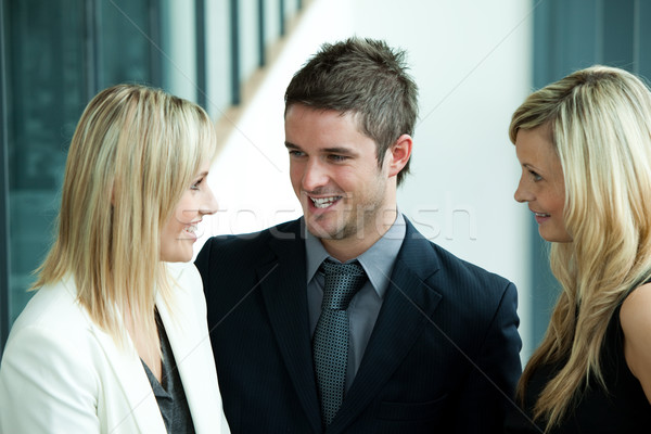 Gens d'affaires réunion escaliers jeunes femme sourire [[stock_photo]] © wavebreak_media