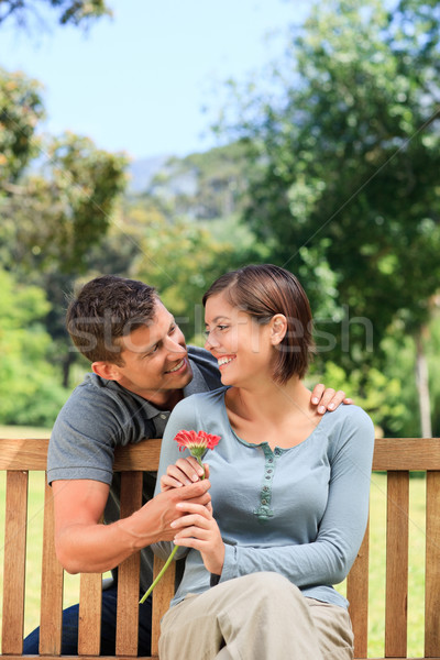 Man and his wife with a flower Stock photo © wavebreak_media